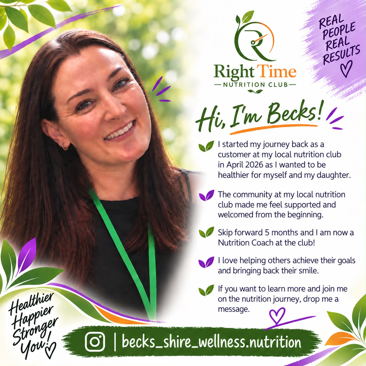 Becks from the Right Time Nutrition team
